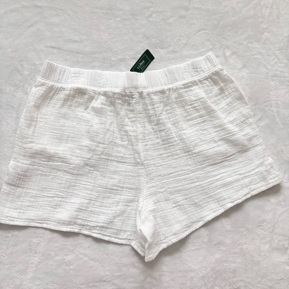L.L. BEAN White Cloud Gauze High Rise Cover-Up Shorts--NWT--L - Picture 7 of 12